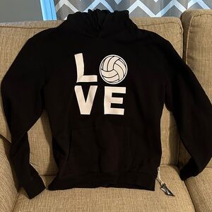Black Hoodie with Volleyball Love Design